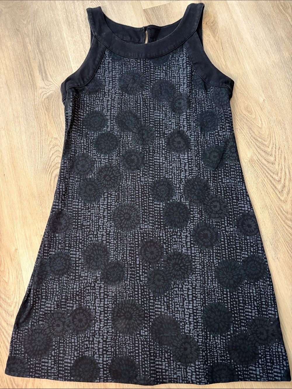 Fresh Produce Marissa Tank Dress Medium Luna Mosaic Black Gray cotton minimalist